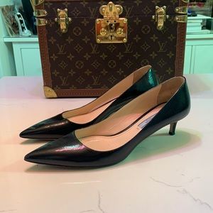 Prada Patent Leather Black Toe Pumps EU 40
